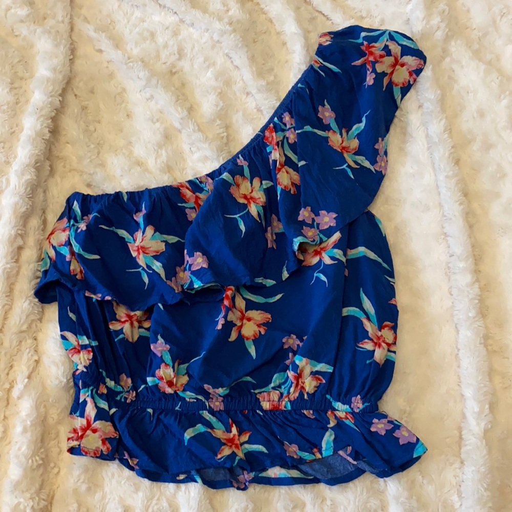 Blue one shoulder top